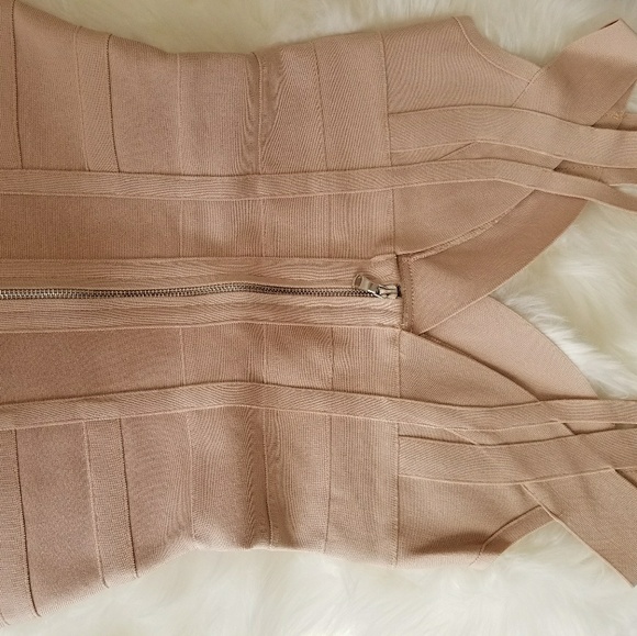 Last Small•Cold Shoulder Midi Bandage Dress Nude - Picture 6 of 6